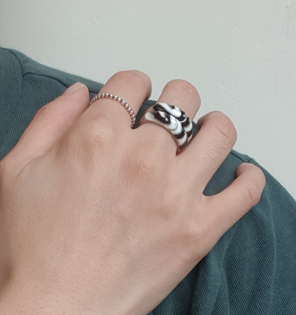 [칠보공방]흑백 칠보 가락지 세트 수공예 경주 칠보 공방에서 직접 만든 반지